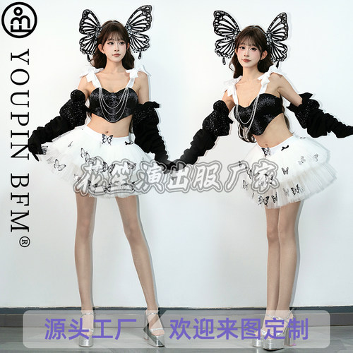 蝴蝶结女团舞蹈服蓬蓬裙辣妹歌手