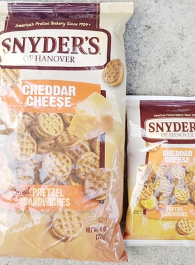 美国SNYDER'S施耐德普莱车打芝士夹心三文治脆饼袋装226g休闲零食