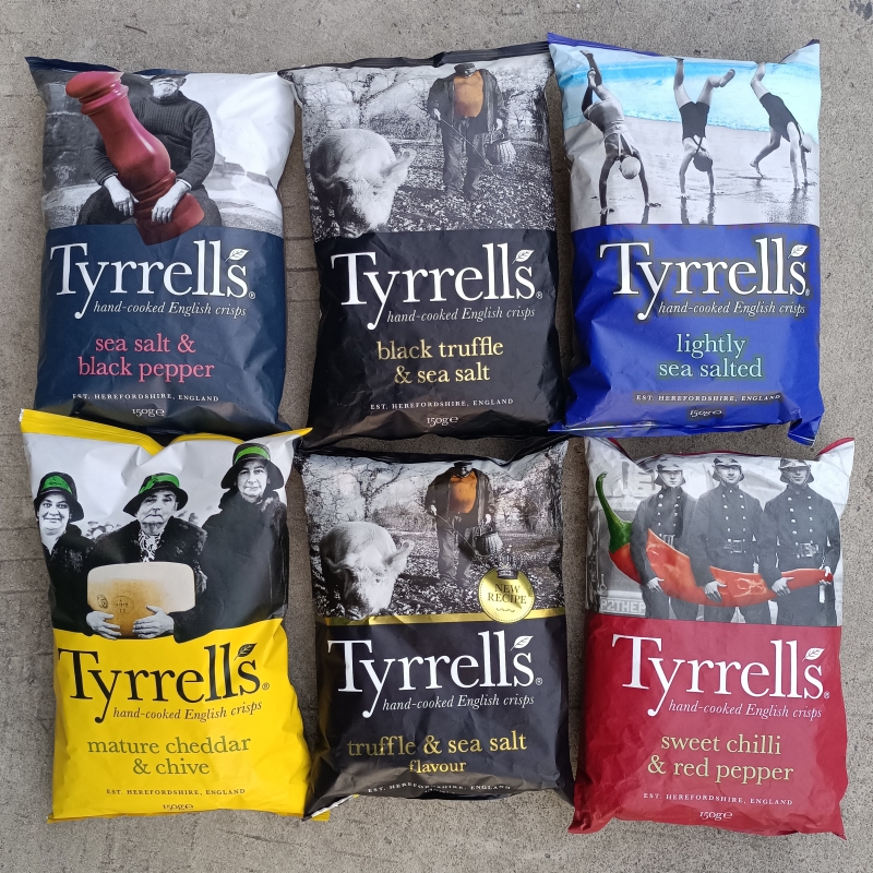 现货英国进口Tyrrells泰瑞海盐甜辣椒芝士味手工薯片休闲零食150g