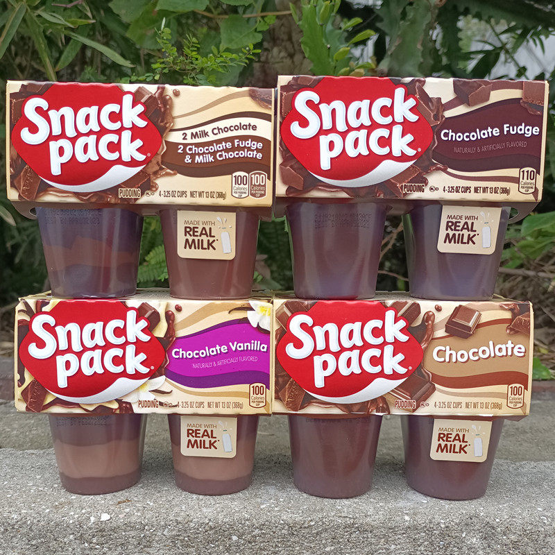 美国汉斯巧克力糖霜牛奶香草味布丁snack pack pudding chocolate
