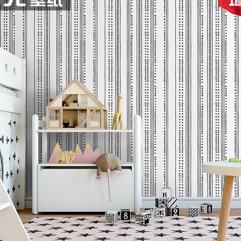 简约加厚几何黑白小三角pvc墙纸 电视背景墙自粘北欧宿舍翻新