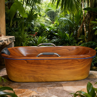 美容院SPA水疗会所浴缸1.7米亚克力仿木桶酒店名宿泡浴缸厂家直销
