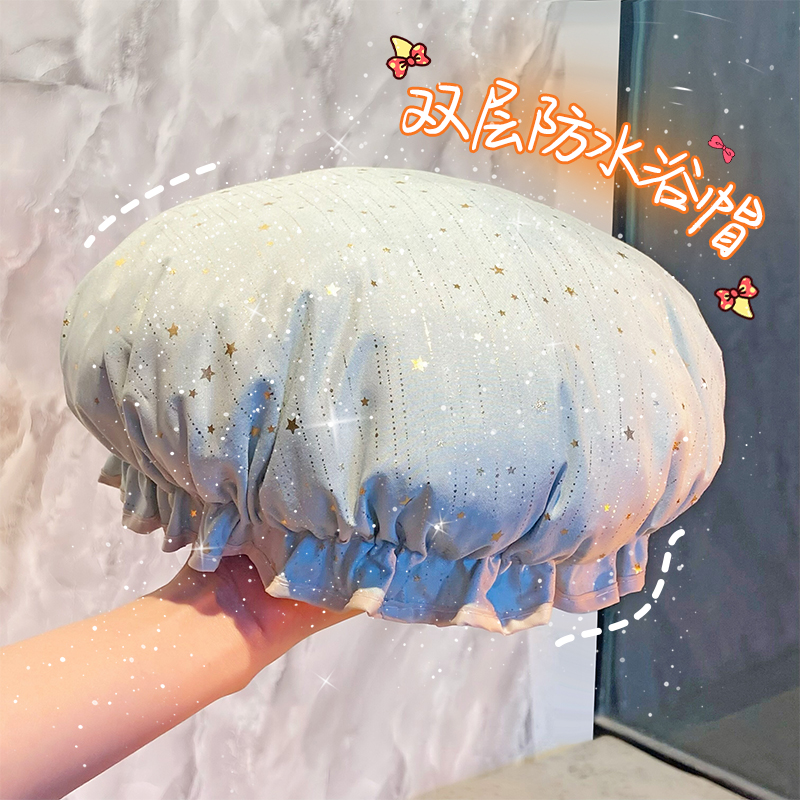 双层浴帽女防水洗澡家用防油烟头套女童干发膜专用沐浴帽新款2025