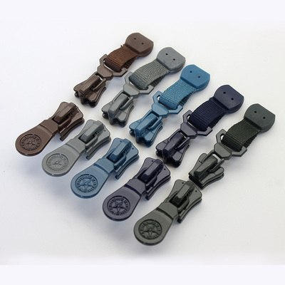 6号8号树脂双头拉链双开棕色军绿色荒漠迷彩服双开拉头冬季训服用