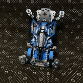 胜利鸟鱼车内避震 水蓝限定版 成品 MS内避震底盘 田宫四驱车改装