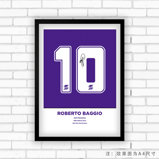 相框巴乔佛罗伦萨球衣意甲签名实木照片球迷足球装饰墙桌摆件挂画