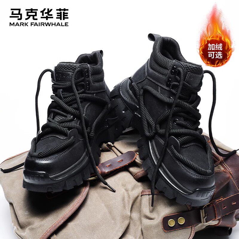 马克华菲马丁靴男款男士靴子2025夏季新款英伦风男工装靴高帮男鞋