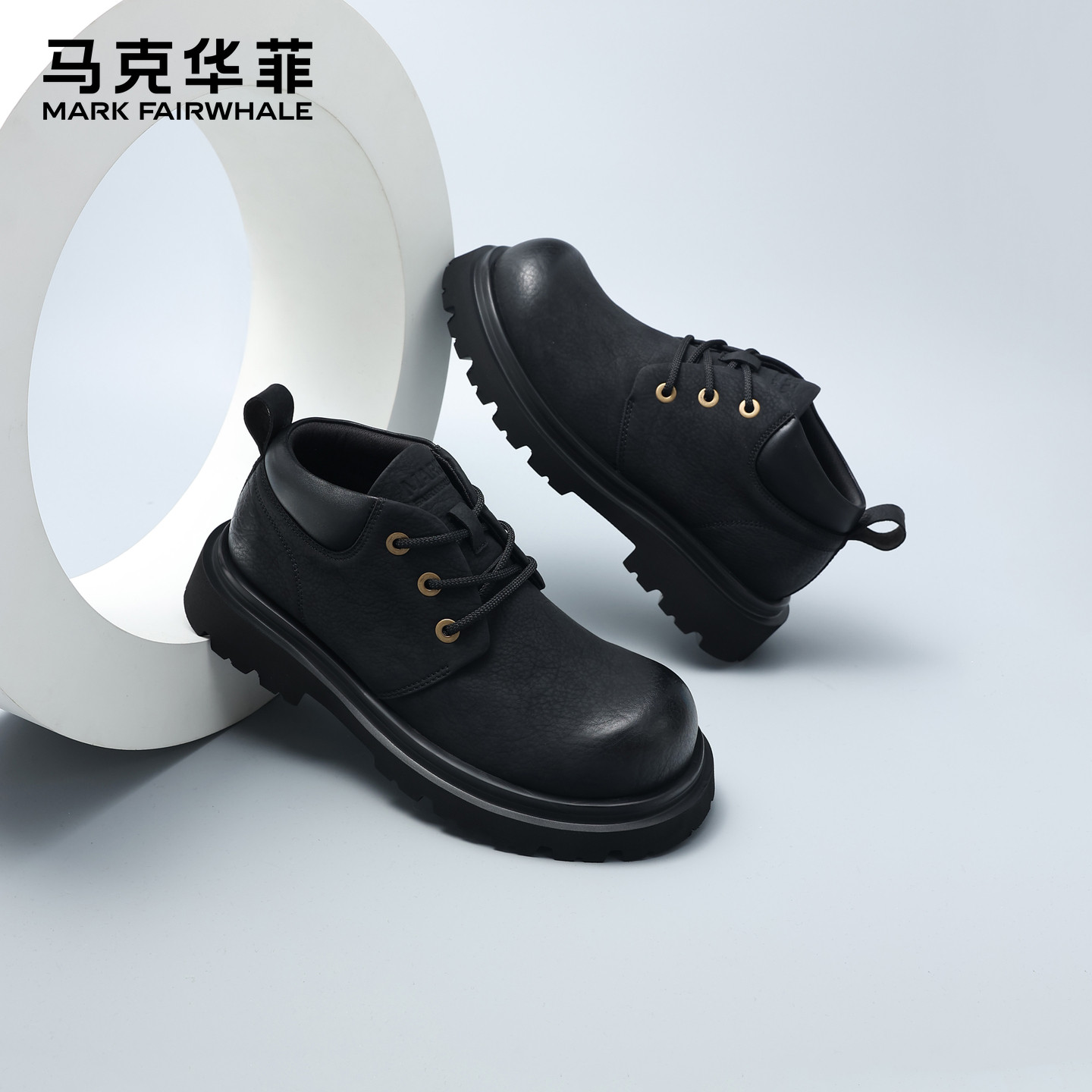 马克华菲潮流男靴2026秋季新款时尚休闲百搭厚底增高中低帮马丁靴