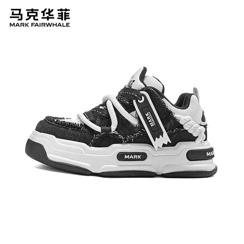马克华菲休闲板鞋厚底增高面包鞋