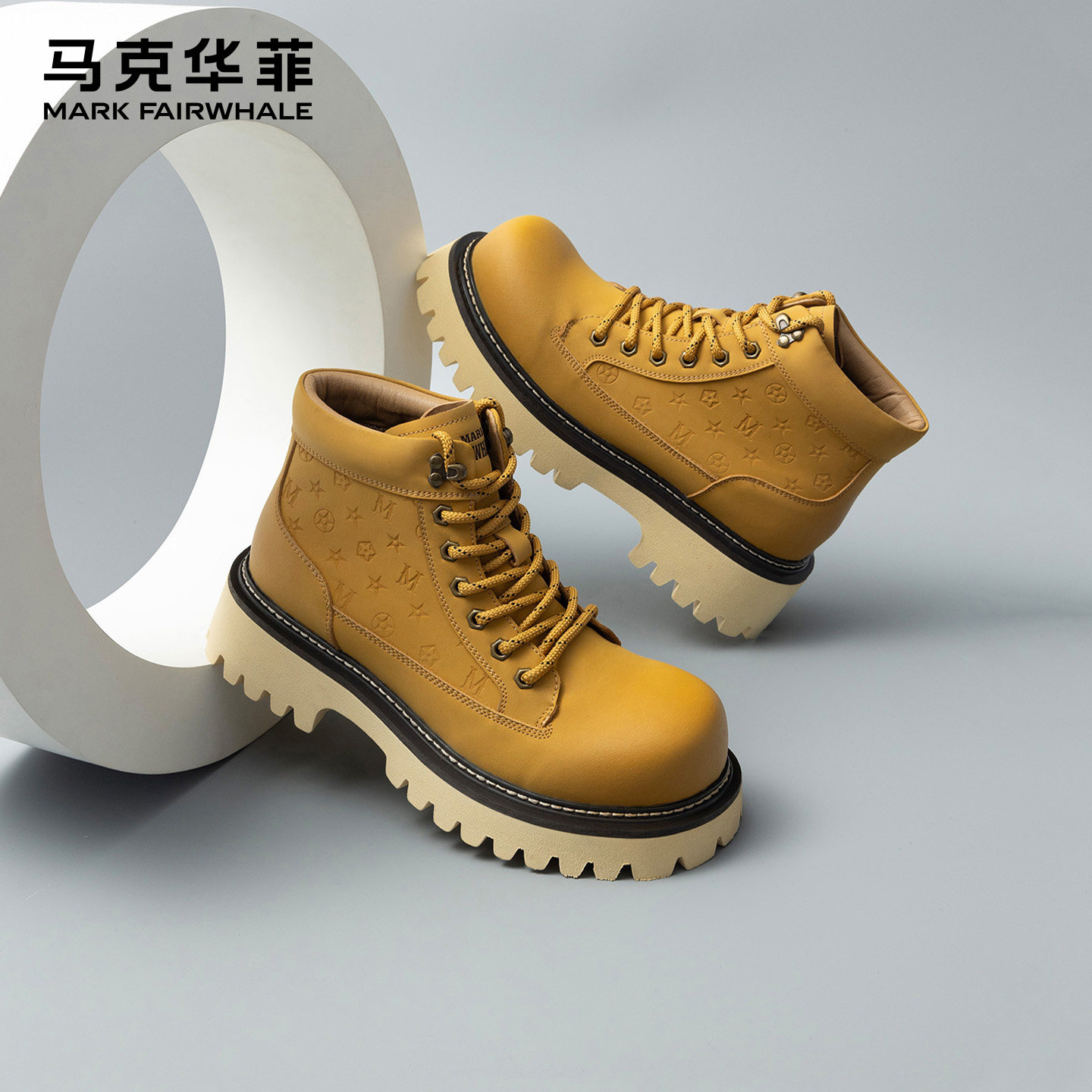 马克华菲潮流男靴2026年秋冬季新款时尚百搭马丁靴厚底增高户外靴