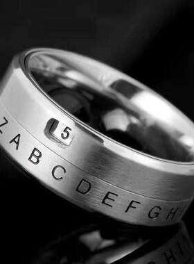 自律可旋转动戒指男士高级感指环数字母食指戒个性小众设计单身戒