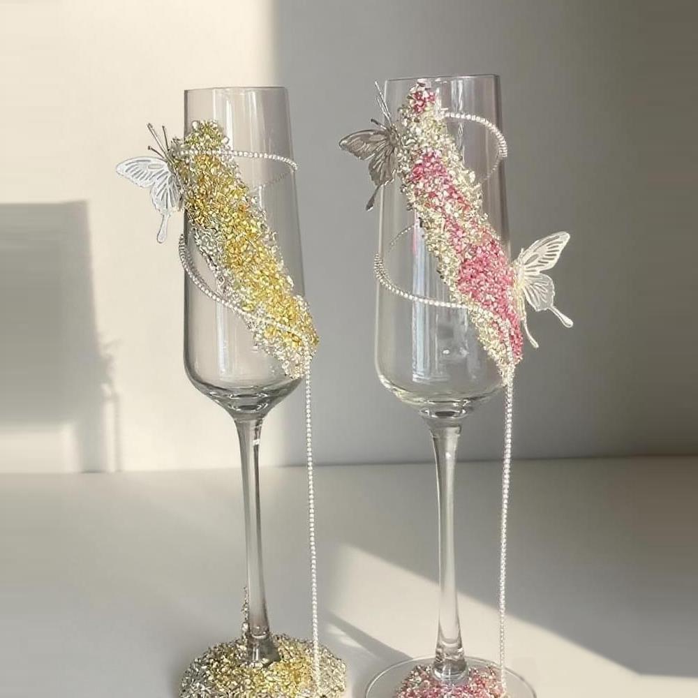 情侣酒杯婚礼敬酒杯diy结婚一对杯子材料包创意订婚婚宴新娘礼物
