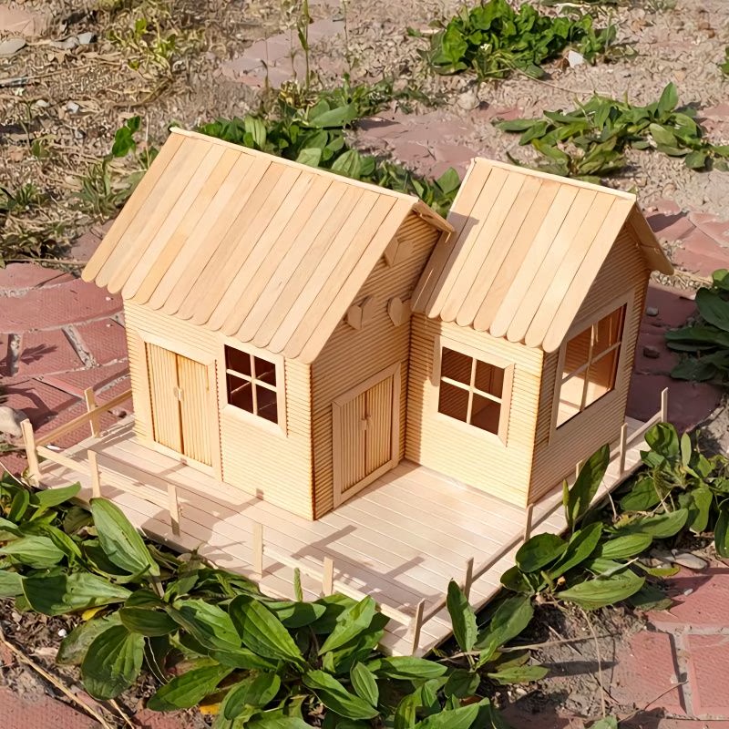 木工diy材料包雪糕棒仿真手工制作木质小房子沙盘建筑模型立体