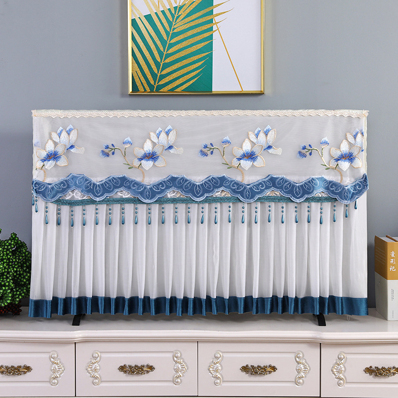 75寸电视机套防尘罩新款轻奢风蕾丝55寸65寸70电视遮盖布的防尘布