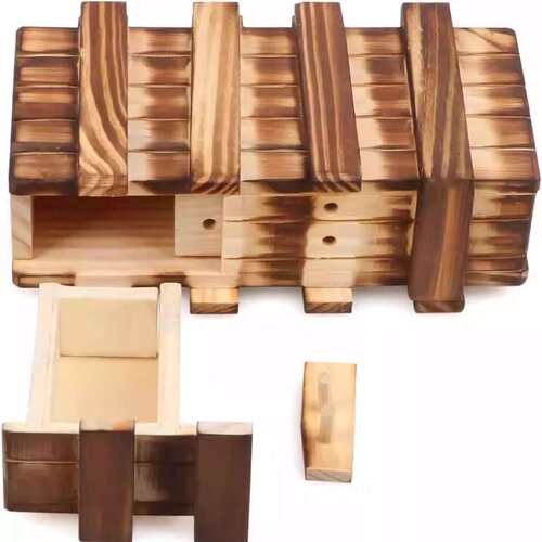 藏钱木盒储物盒藏钥匙隐蔽便携储物安全转移药盒打不开魔盒玄机盒