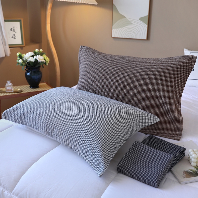 纯棉枕巾 水洗棉枕巾厂家加厚素色方格成人情侣透气吸汗