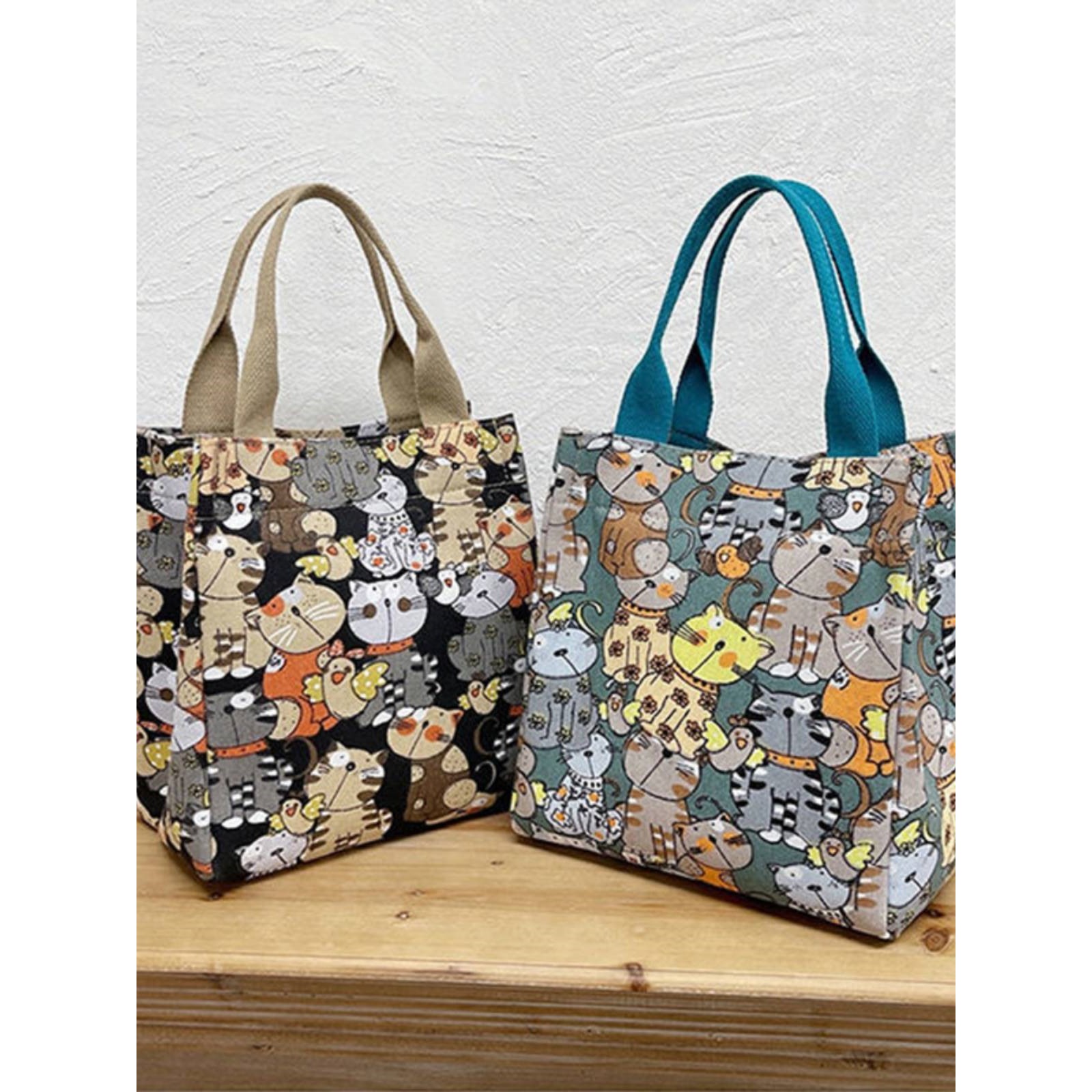 时尚帆布上班族洋气提饭包妈咪包保温便当包手提袋子手拎饭盒袋