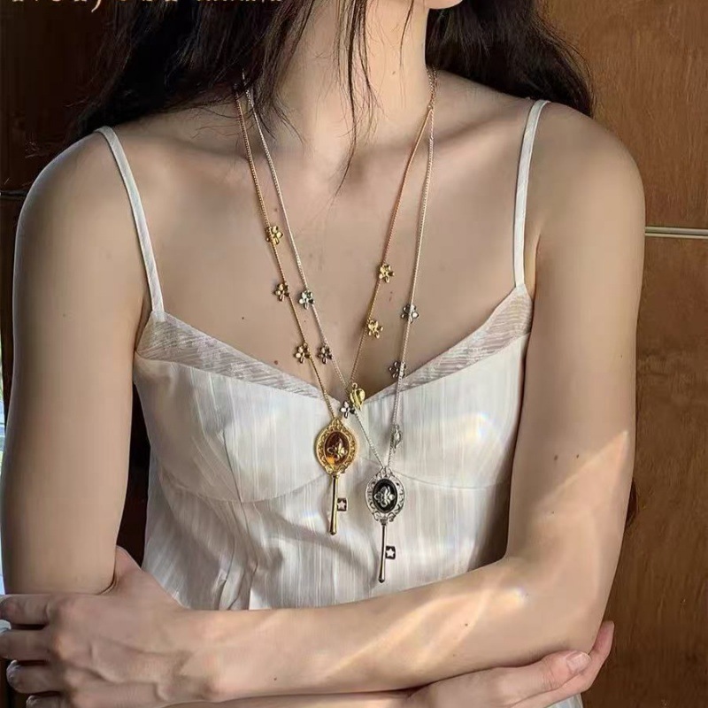 《伯爵之钥》Secret Key黑玛瑙茶晶石镶嵌钥匙锁骨链项链颈饰