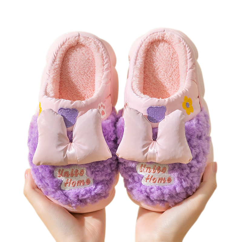 儿童拖鞋冬季女童女孩室内防滑可爱卡通公主家居中大童亲子棉拖鞋