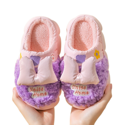 公主风女童冬季软底棉拖鞋
