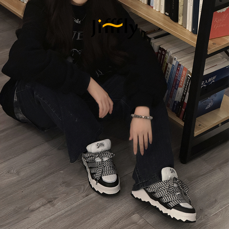 Jifffly国潮厚底百搭面包鞋