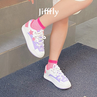 Jifffly板鞋女2025秋冬新款百搭休闲帆布鞋子女国潮星星鞋子