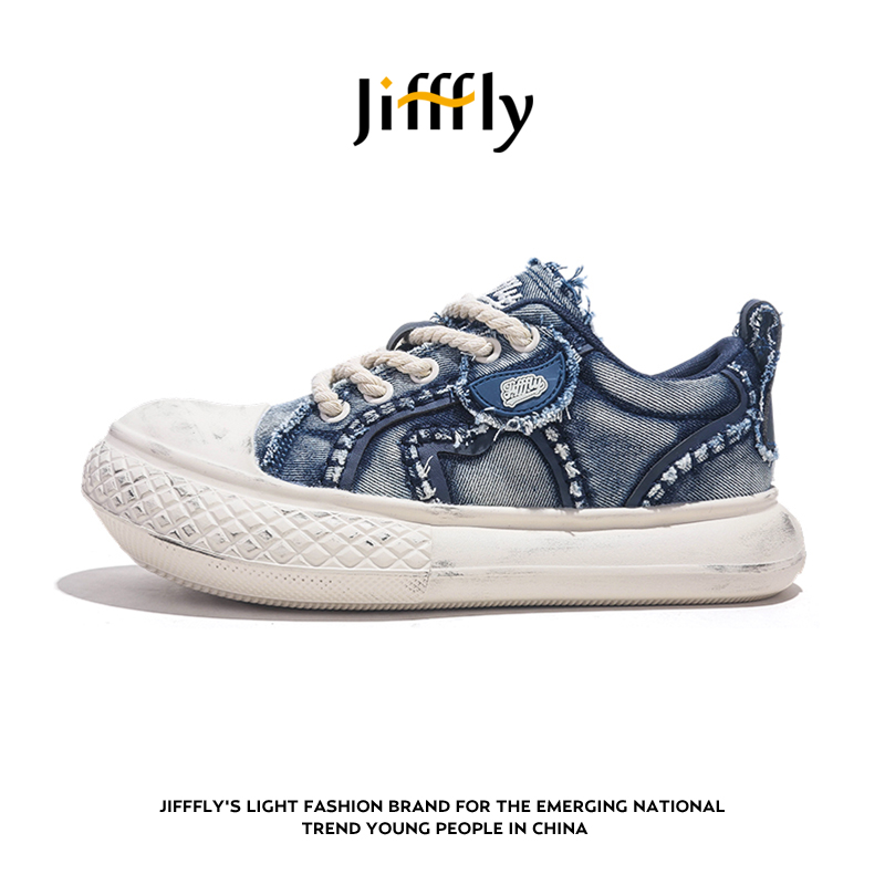 Jifffly帆布鞋男2025夏季新款复古潮流厚底增高休闲百搭低