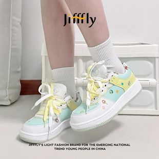 Jifffly板鞋女2025新款秋冬学生大童女童增高厚底百搭小白鞋