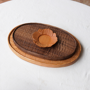 木头恰恰|椭圆形手工茶盘实木茶具收纳托盘ins咖啡盘家用木盘子