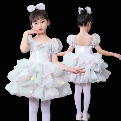 六一儿童演出服装幼儿园舞蹈表演服女童甜美可爱主持人蓬蓬裙纱裙