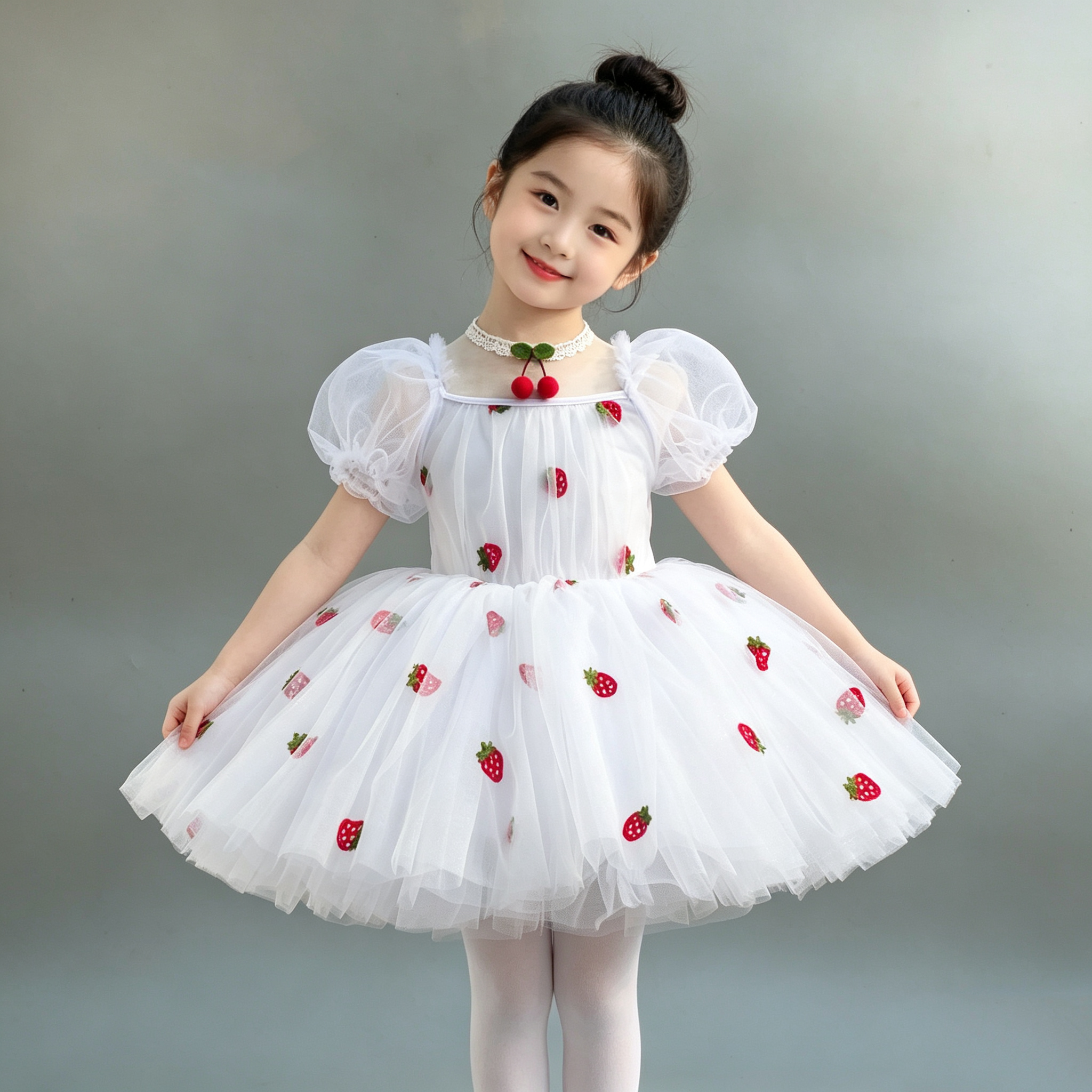 六一儿童舞蹈服装女童蓬蓬裙演出服幼儿可爱舞蹈表演服纱裙公主裙