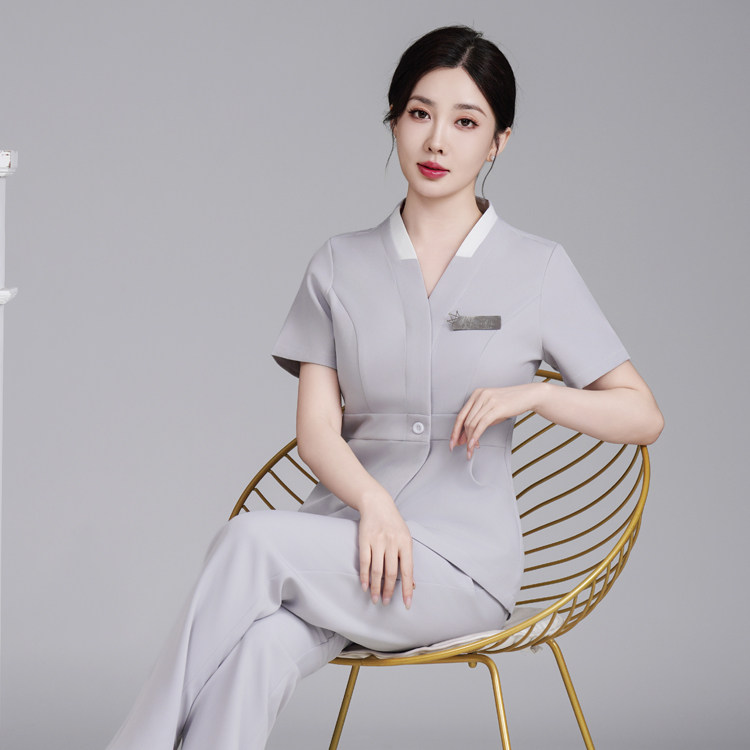 美容院工作服女高端养生馆SPA会所足疗店技师皮肤管理师短袖套装