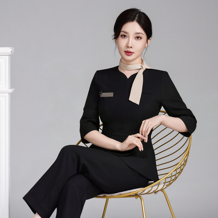 韩版前台接待美容院工作服女高端美甲美发珠宝酒店会所职业套装
