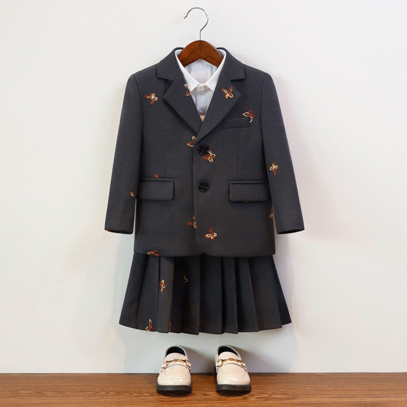 女童西装礼服秋冬英伦绅士小西服套装男女童钢琴主持人活动演出服
