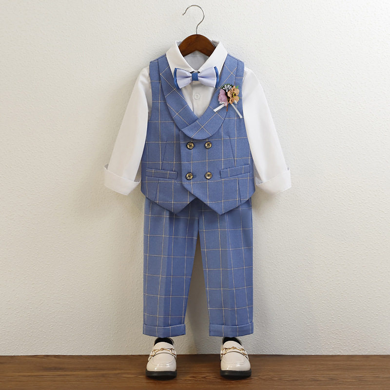 男童花童礼服儿童小西装套装三件套男孩西服宝宝周岁礼服韩版帅气