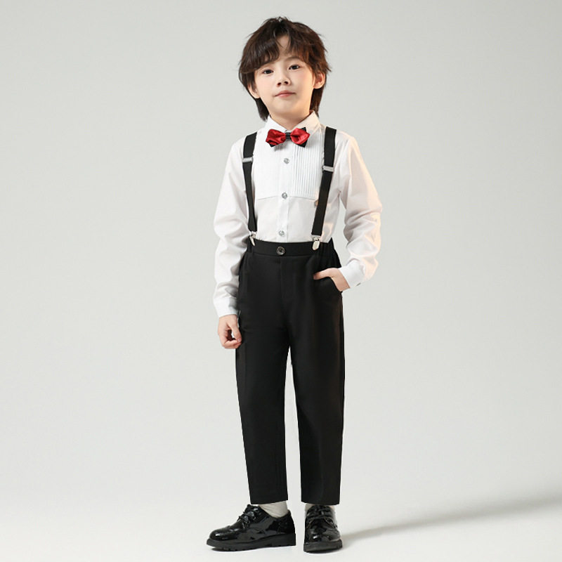 儿童背带裤套装男童西装主持礼服