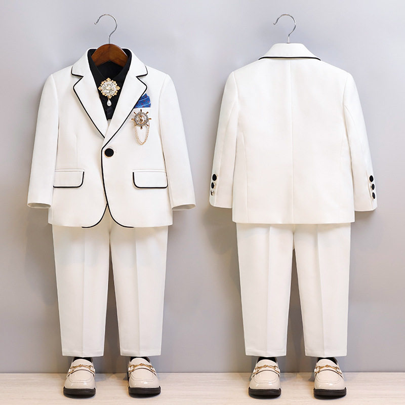 儿童西装春季新款英伦时尚西服套装男童钢琴主持六一活动演出礼服