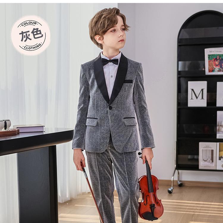 儿童西装礼服春秋新款英伦花童小西服外套男童钢琴主持演出服套装