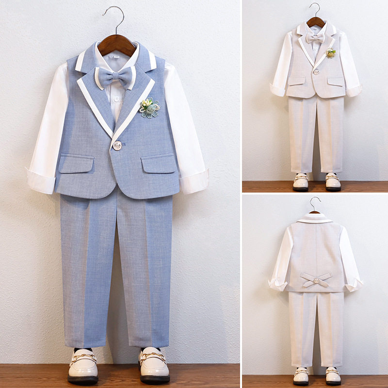 儿童马甲套装春夏款男童主持合唱钢琴六一演出服宝宝周岁花童礼服