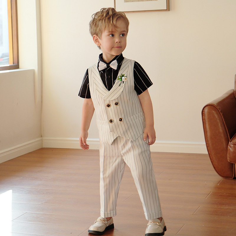 男童西装套装夏季帅气洋气英伦儿童西服中小童花童主持人婚礼服