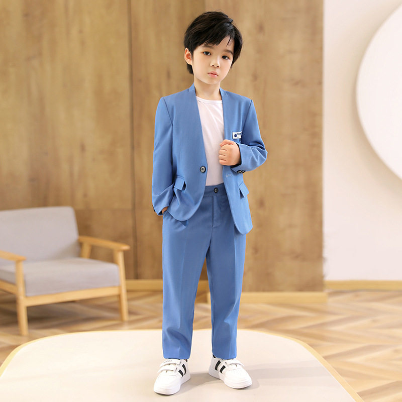 儿童西装套装秋季新款韩版纯色休闲西服两件套男童花童婚礼演出服