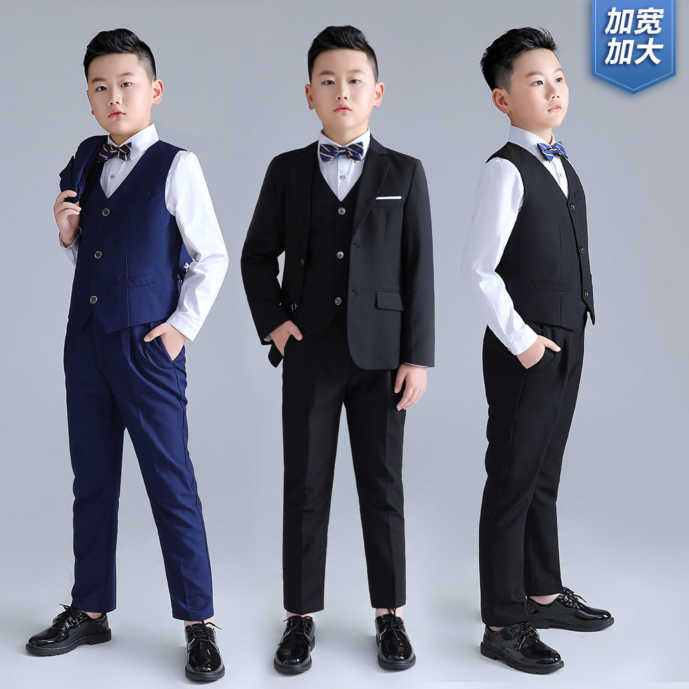 儿童西装2025春秋新款加肥胖童西服套装男童胖版钢琴主持演出礼服