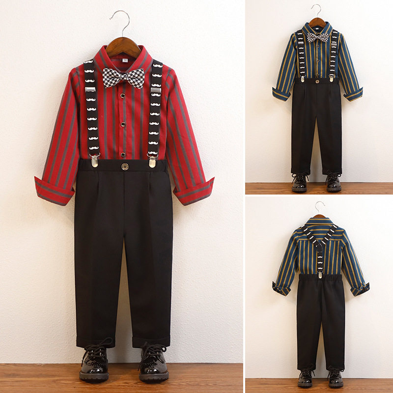 男童钢琴演出服中小童背带裤礼服