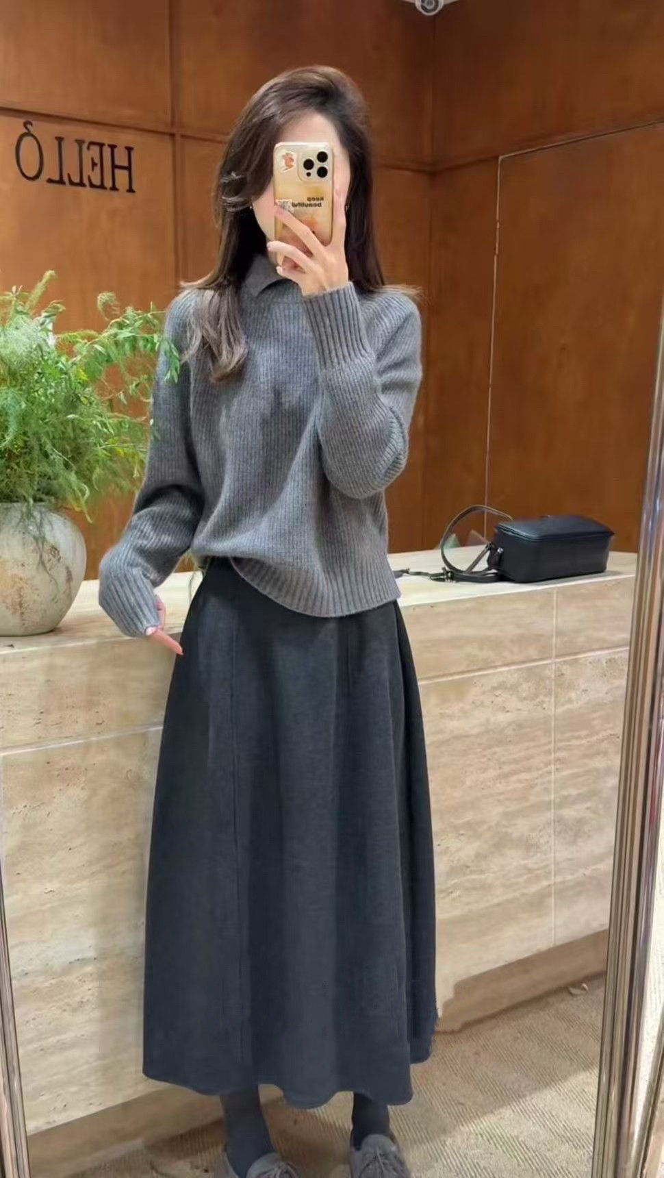 韩系翻领坑条绵羊毛针织套头衫女秋冬韩版宽松显瘦减龄浣熊毛衣