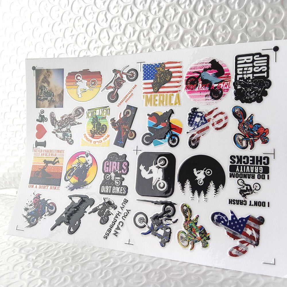 越野摩托车镂空立体防水手帐牙刷水杯装饰贴纸UV转印贴水晶标定制