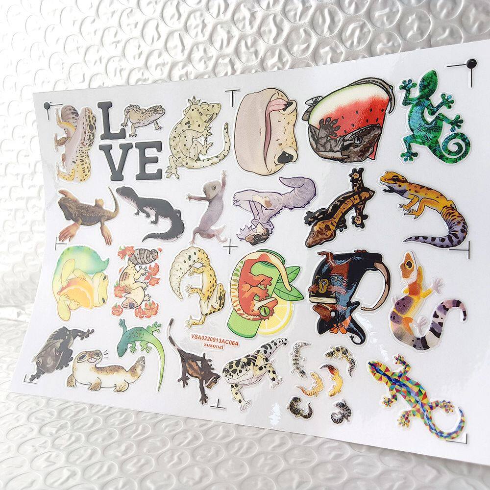 爬行动物壁虎镂空立体防水笔牙刷水杯装饰贴纸UV转印贴水晶标定制