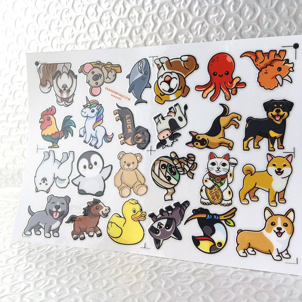 儿童贴纸动物镂空立体防水牙刷水杯装饰贴纸UV转印贴纸水晶标定制