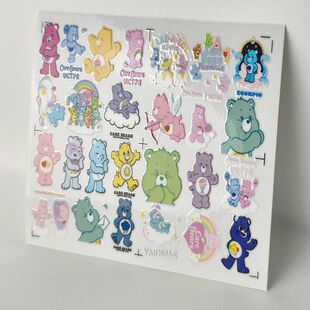 爱心熊罗兹镂空防水立体手账装饰贴纸手机壳水杯UV转印贴水晶标签