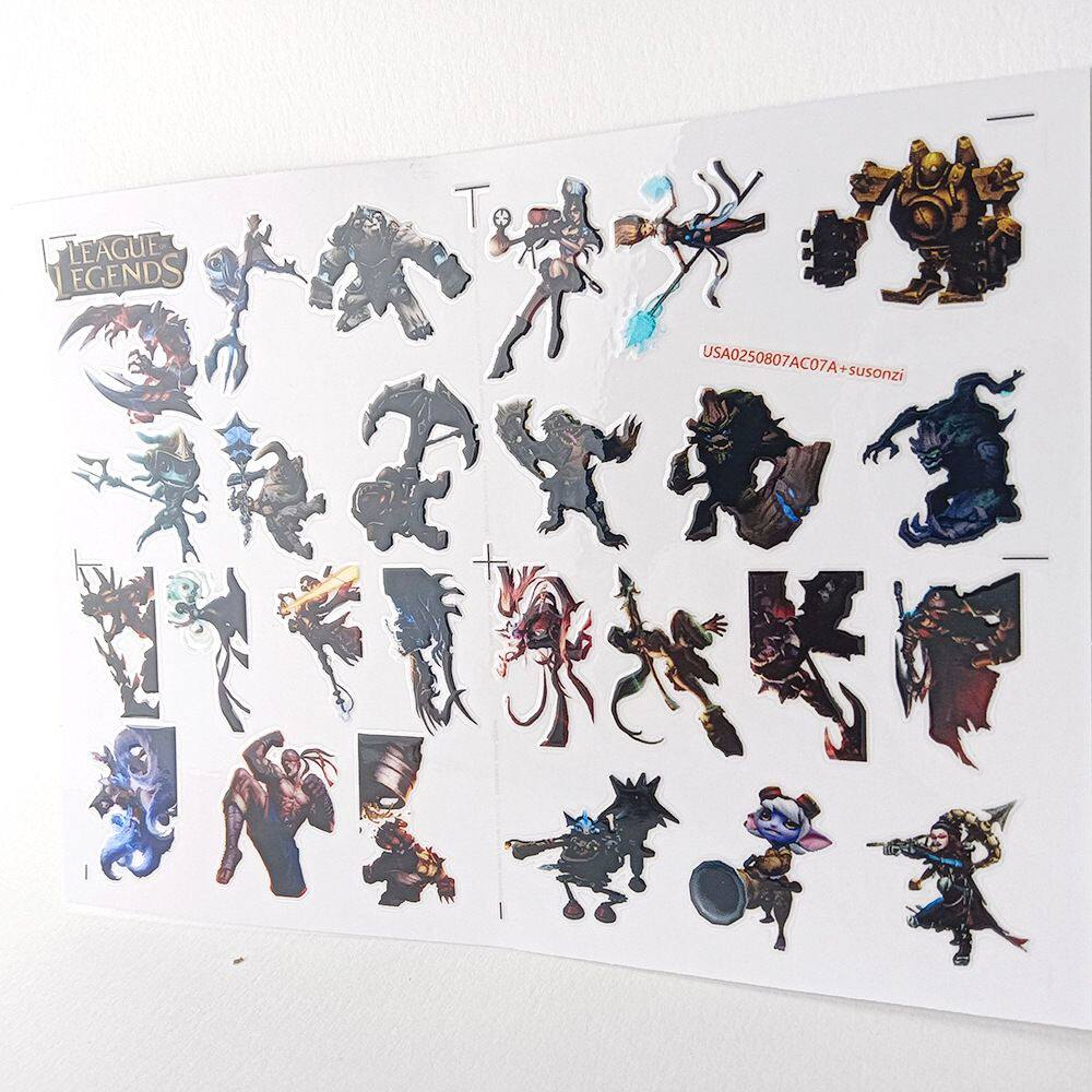 英雄联盟镂空立体防水手帐笔贴撕膜留图装饰贴纸UV转印贴水晶标
