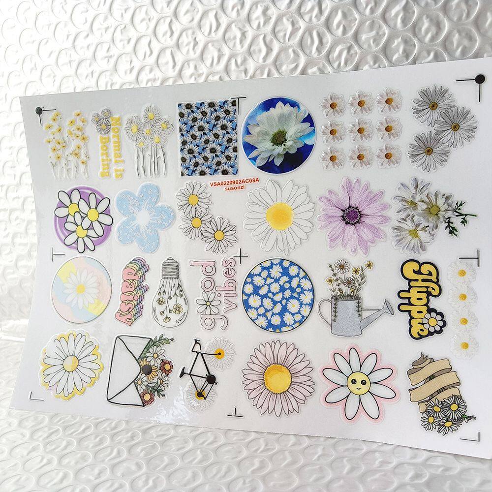 小清新菊花镂空立体防水电动牙刷水杯装饰贴纸UV转印贴水晶标定制